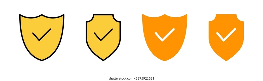 Shield check mark icon set for web and mobile app. Protection approve sign. Insurance icon