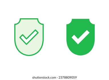 Shield check mark  icon set. Protection approve sign. Safe icon vector
