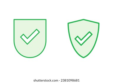 Shield check mark  icon set. Protection approve sign. Safe icon vector