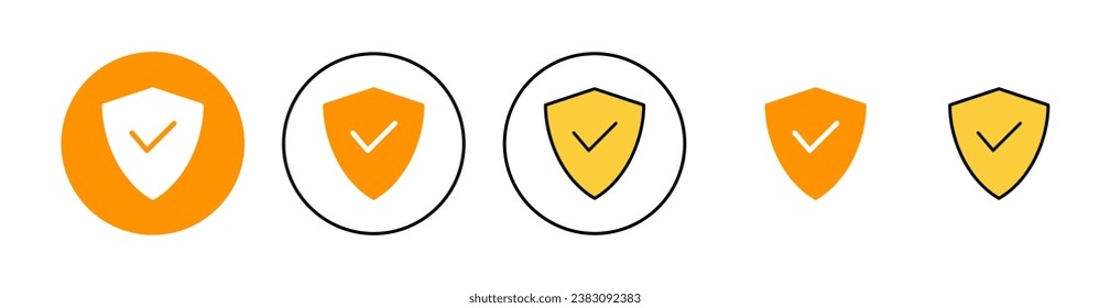 Schild Markierungssymbol für Web- und mobile App. Schutzzertifikat Versicherungssymbol