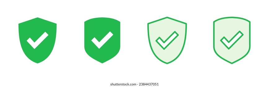 Shield check mark  icon set. Protection approve sign. Safe icon vector