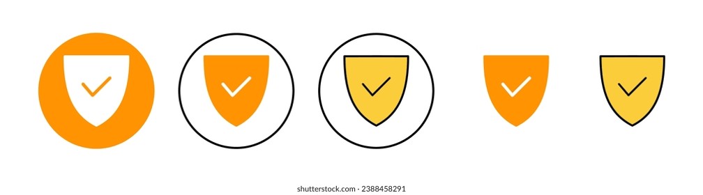 Marcar marca de protección conjunto de iconos para aplicaciones web y móviles. Signo de aprobación de protección. Icono de seguro