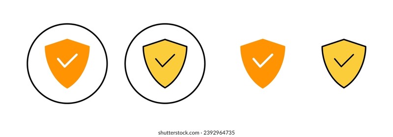Shield check mark icon set for web and mobile app. Protection approve sign. Insurance icon