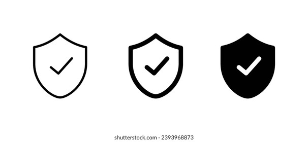 Shield with check mark Icon set for web and mobile apps