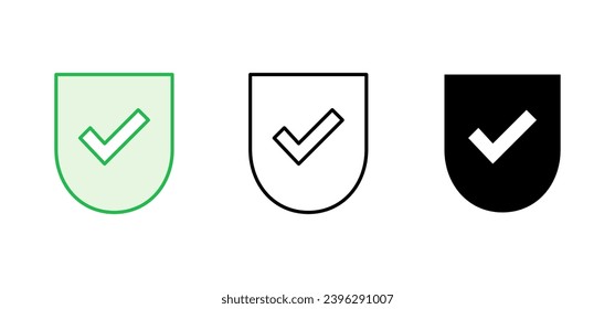 Shield check mark  icon set. Protection approve sign. Safe icon vector