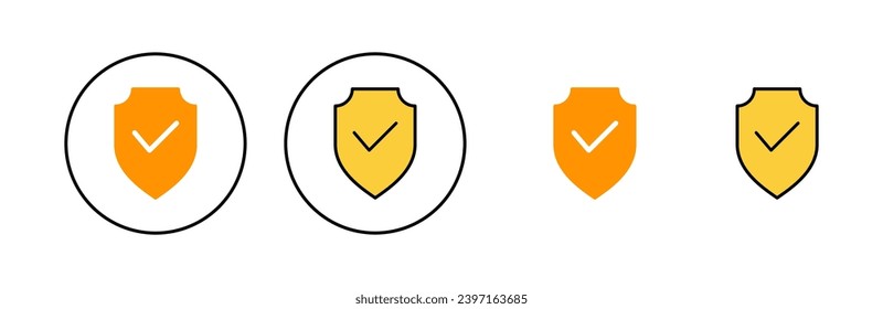 Schild Markierungssymbol für Web- und mobile App. Schutzzertifikat Versicherungssymbol