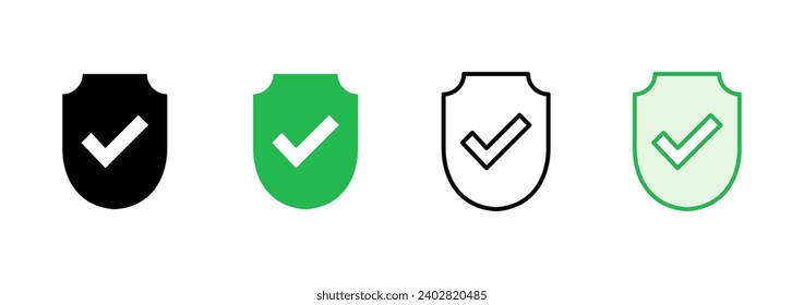 Marcar marca conjunto de iconos. Signo de aprobación de protección. vector de icono seguro