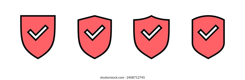 Shield check mark icon set illustration. Protection approve sign. Insurance icon