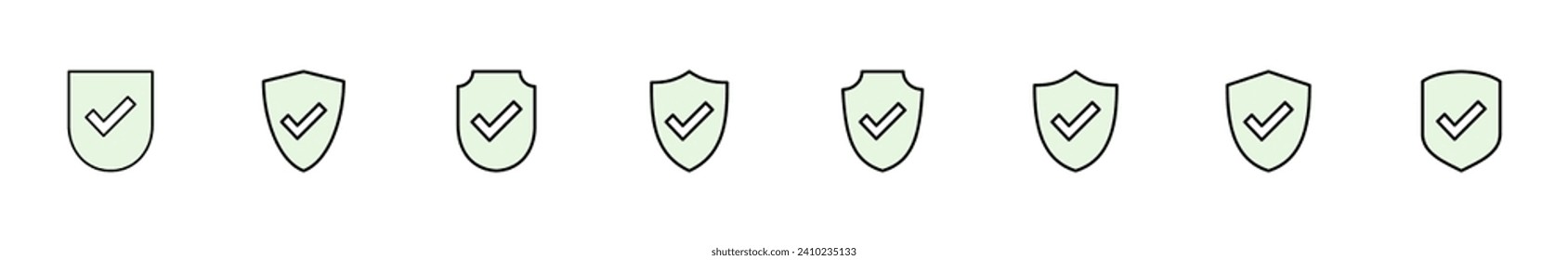 Shield check mark  icon set. Protection approve sign. Safe icon vector