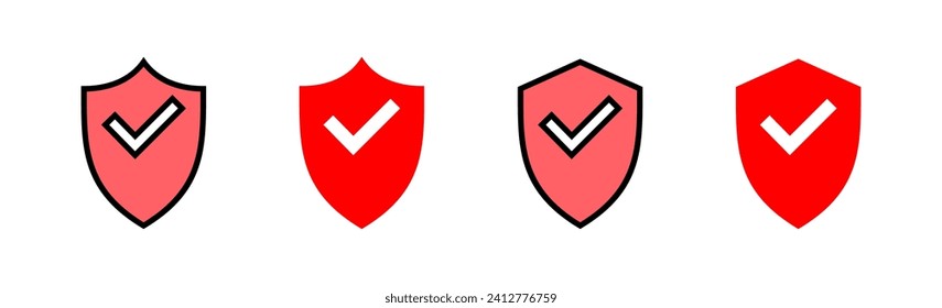 Shield check mark icon set illustration. Protection approve sign. Insurance icon