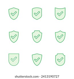 Marcar marca conjunto de iconos. Signo de aprobación de protección. vector de icono seguro