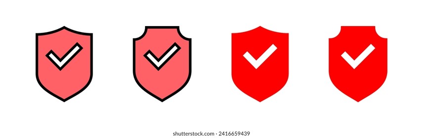 Shield check mark icon set illustration. Protection approve sign. Insurance icon