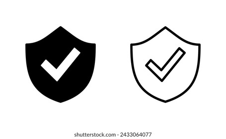 Shield check mark  icon set. Protection approve sign. Safe icon vector
