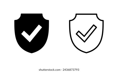 Symbol für das Schildprüfzeichen gesetzt. Schutzgenehmigungszeichen. Sicherer Symbolvektor