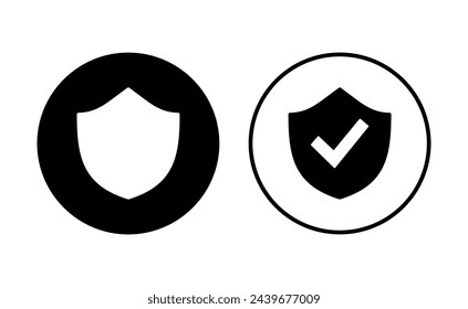 Shield check mark  icon set. Protection approve sign. Safe icon vector