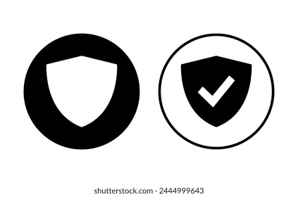 Shield check mark  icon set. Protection approve sign. Safe icon vector
