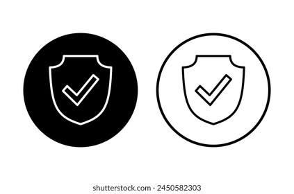 Icono de marca de verificación de escudo. Signo de aprobación de protección. Vector de icono seguro