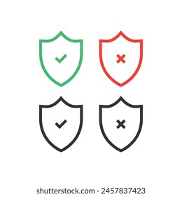 Icono de marca de verificación de escudo. Ilustración vectorial	