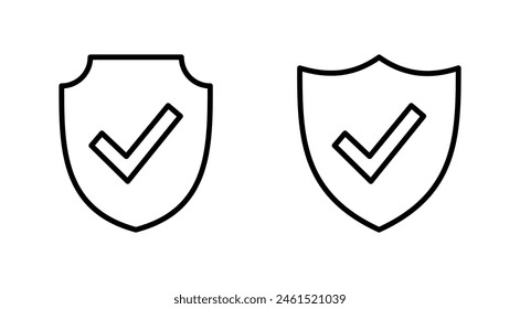 Shield check mark  icon set. Protection approve sign. Safe icon vector