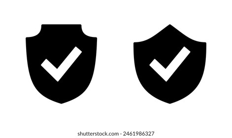 Shield check mark  icon set. Protection approve sign. Safe icon vector