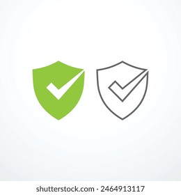 Shield check mark icon set. Vector illustration