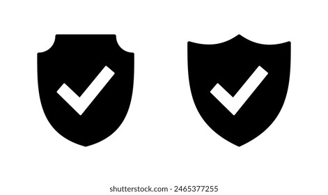 Icono de marca de verificación de escudo. Signo de aprobación de protección. Vector de icono seguro