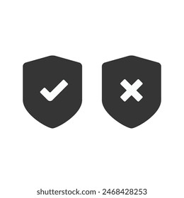 Shield check mark icon set. Vector illustration