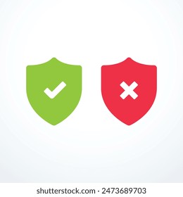 Icono de marca de verificación de escudo. Ilustración vectorial