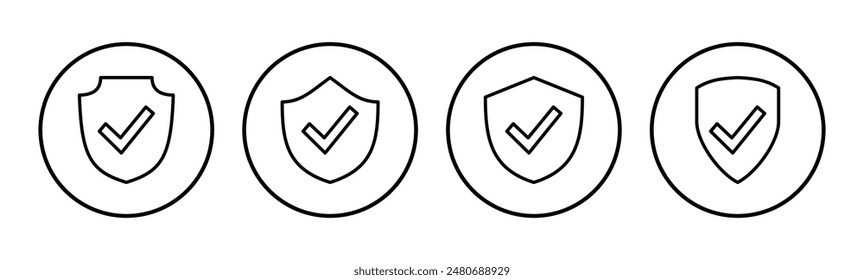 Shield check mark  icon set. Protection approve sign. Safe icon vector