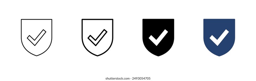 Shield check mark  icon set. Protection approve sign. Safe icon vector