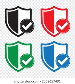 Shield with check mark icon set
