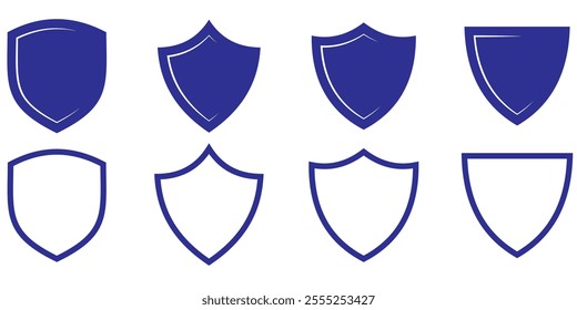 Shield check mark icon set. Protection approve sign. Safe icon vector . 333