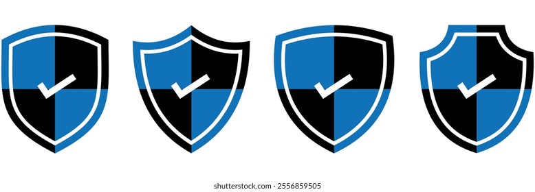 Shield Check Mark Icon Set. Secure Icon. shield check mark vector icon illustration eps 10.