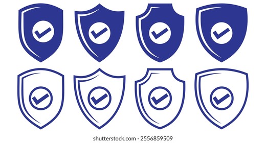 Shield Check Mark Icon Set. Secure Icon. shield check mark vector icon illustration eps 10.