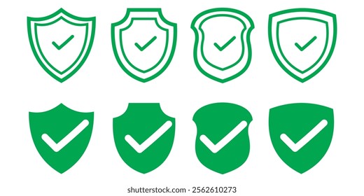 Shield Check Mark Icon Set. Secure Icon. shield check mark vector icon design eps 10