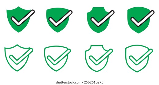 Shield Check Mark Icon Set. Secure Icon. shield check mark vector icon design eps 10