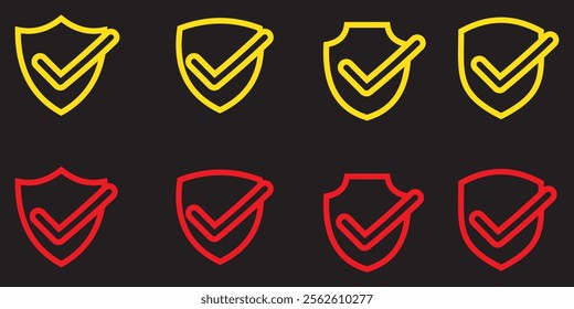 Shield Check Mark Icon Set. Secure Icon. shield check mark vector icon design eps 10