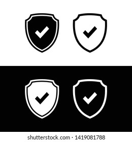Shield with check mark icon sign vector