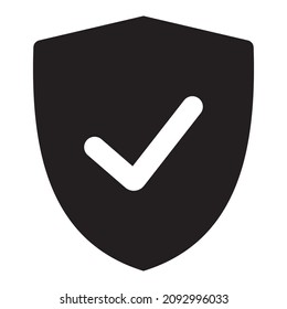 Shield with check mark icon in simple style on white background