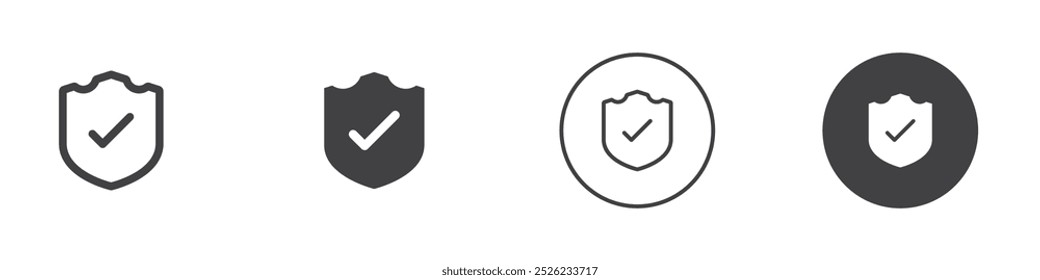 Shield check mark icon Simple outline vector logo