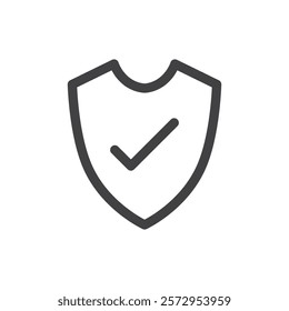 Shield check mark icon Simple outline vector logo