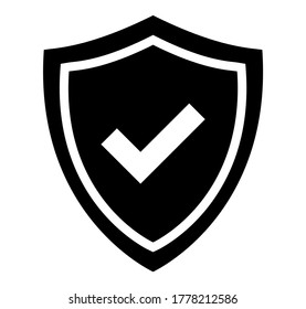 Shield check mark icon. Symbol for computer and mobile security