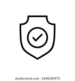Símbolo do ícone de marca de seleção de escudo para aplicativos e sites. Sinal de aprovação de proteção. ícone Seguro