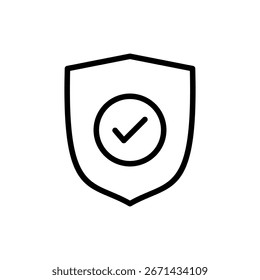 Símbolo do ícone de marca de seleção de escudo para aplicativos e sites. Sinal de aprovação de proteção. ícone Seguro