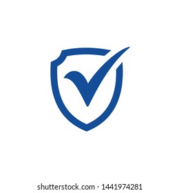 Shield with check mark icon, Tick mark symbol vector