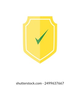 Shield with check mark icon. Tick mark approved with shield. approve sign. Strong protection. Security shield protected Vector illustration.