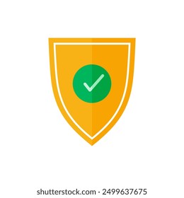 Shield with check mark icon. Tick mark approved with shield. approve sign. Strong protection. Security shield protected Vector illustration.