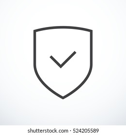 Shield and check mark icon. Shield and tick icon