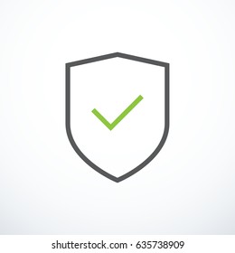 Shield and check mark icon. Shield and tick icon