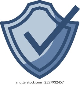 shield check mark icon, transparent background. replaceable blue color design